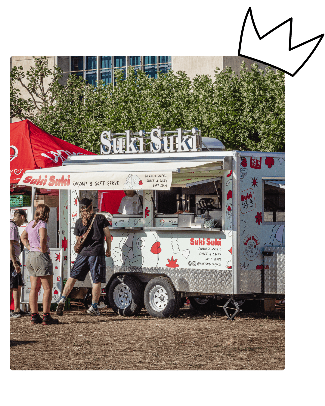 Suki Suki food truck at a festival in Switzerland serving freshly made Japanese taiyaki and soft serve